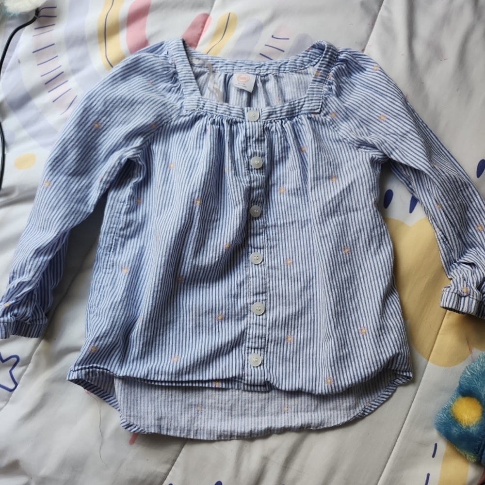 Wonder Nation Blue Striped Button 100% Cotton (Bundle)